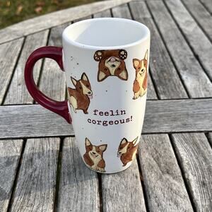 Belle Maison Feelin Corgeous Corgi Dog Coffee Mug 6.5” Tall Ceramic Cup EUC